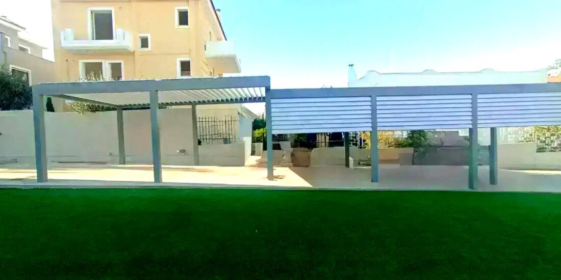 Transform your outdoor space with Cospibio Bioclimatic Pergola & Cospi U127 Vertical Shading